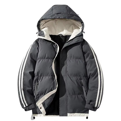 Thickened Cotton-Padded Hoodie Jacket for Teens - Fleece-Lined Casual Coat for Men, Autumn/Winter 1996 Collection