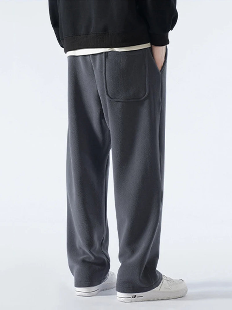 Men's Winter Fleece-Lined Sweatpants - Korean Fashion Thick Warm Wide Leg Casual Trousers