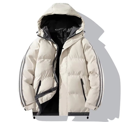 Thickened Cotton-Padded Hoodie Jacket for Teens - Fleece-Lined Casual Coat for Men, Autumn/Winter 1996 Collection