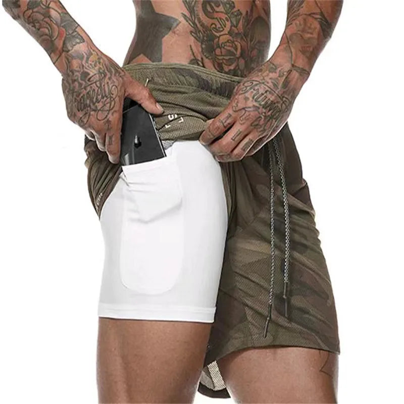 2022 Summer Men's Camo 2-In-1 Quick Dry Breathable Running and Training Shorts