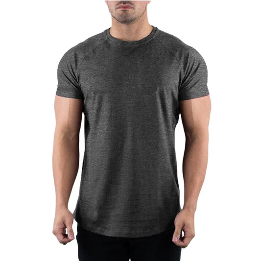 Men's Cotton O-Neck Short Sleeve Gym T-Shirt for Summer Fitness and Bodybuilding