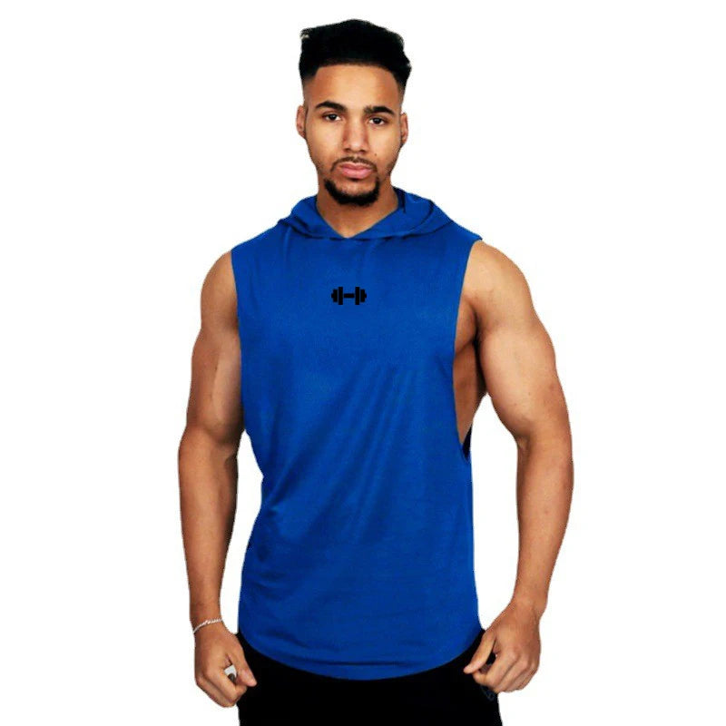 Men's Summer Sleeveless Hooded Cotton Tank Tops - Breathable Fitness and Bodybuilding Singlets