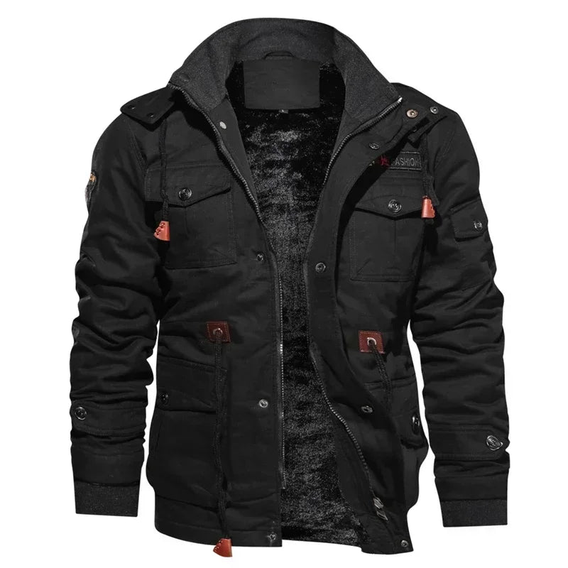 Men's Autumn and Winter Thermal Hooded Parkas - Thickened Military and Pilot Fleece Jackets