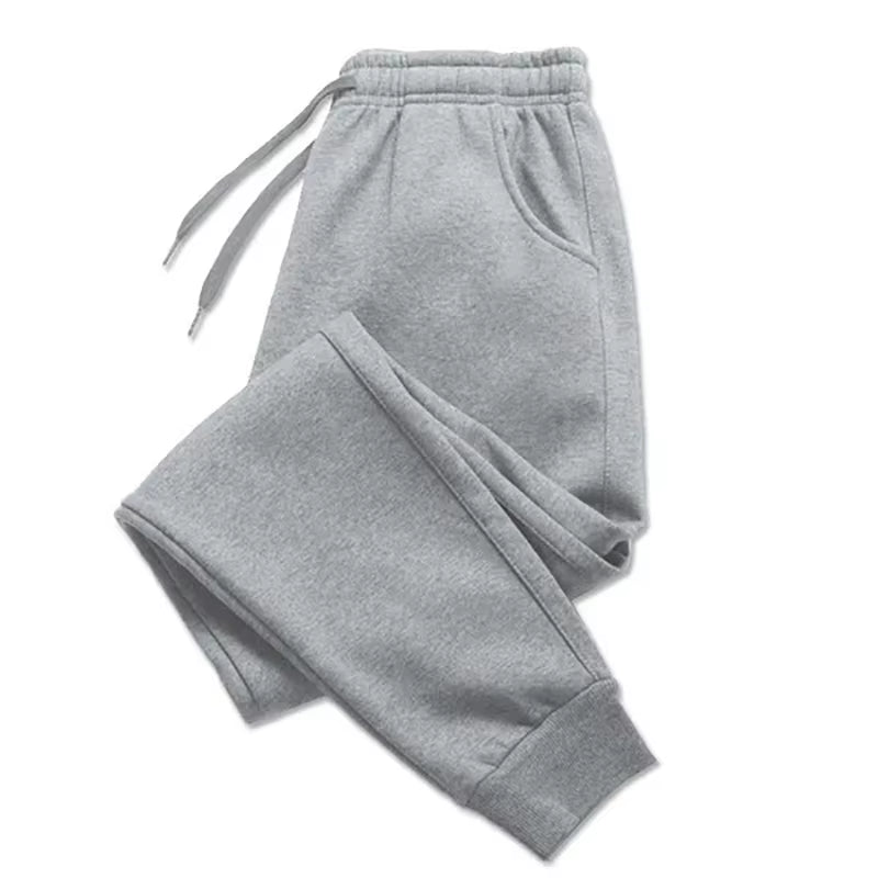 2024 Men's Fleece Jogging Pants with Drawstring - Casual Sports Trousers for Autumn and Winter