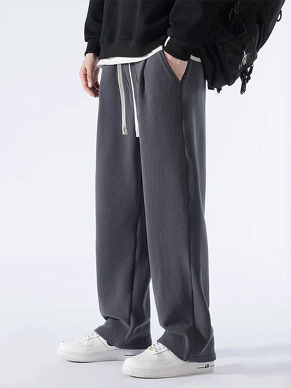 Men's Winter Fleece-Lined Sweatpants - Korean Fashion Thick Warm Wide Leg Casual Trousers