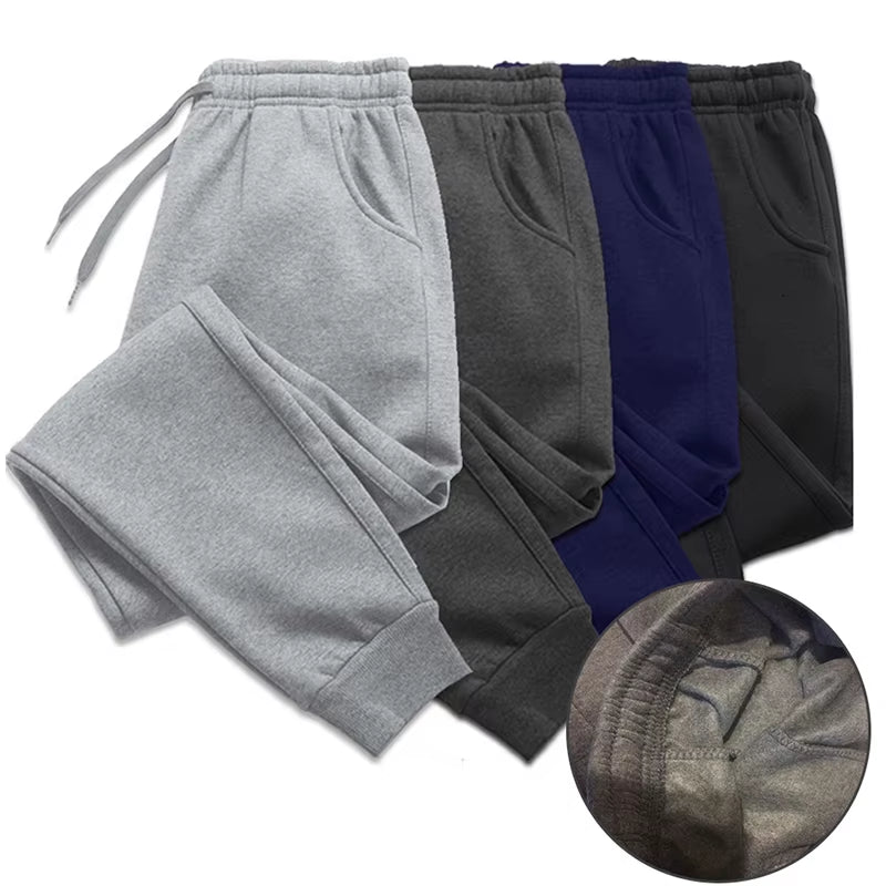 2024 Men's Fleece Jogging Pants with Drawstring - Casual Sports Trousers for Autumn and Winter